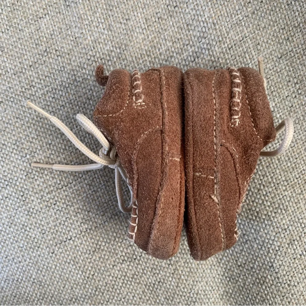 Leather Moccasins Infant Baby Newborn Size 1 Brown Lace Up Shoe Boho